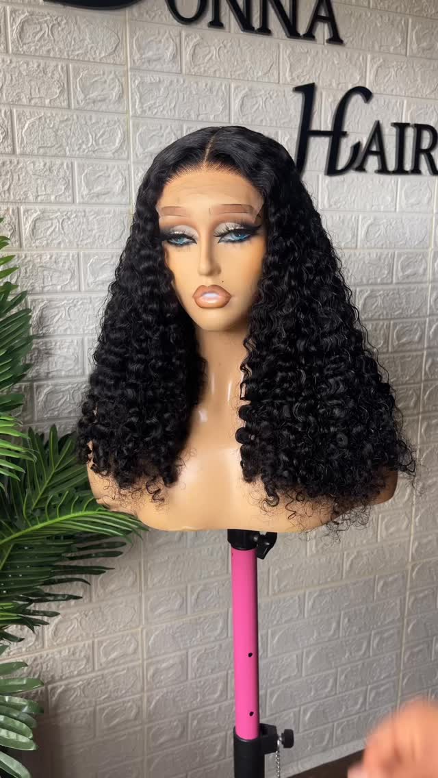 Natural-colour 18-inch pixie-curl closure wig by DONNA HAIR
